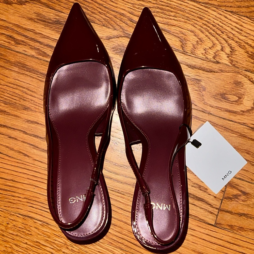 Mango Cherry Sling back Pointed Toe Heels